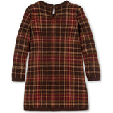 Organic Long Sleeve Bow Detail Intarsia Sweater Dress, Brown