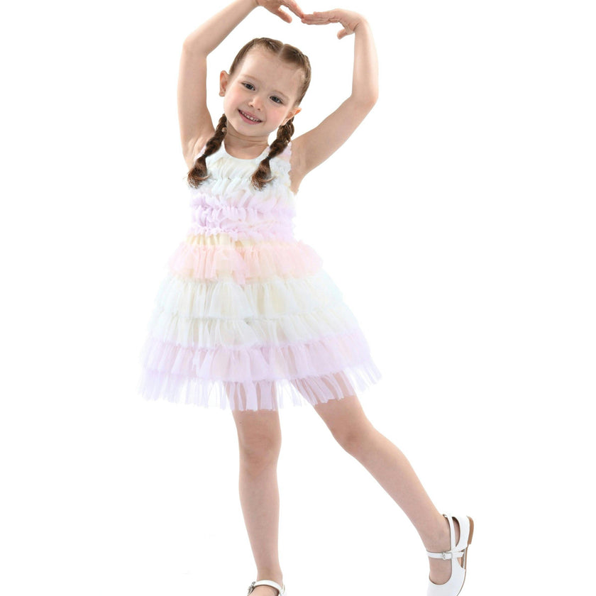 Purple Ruffle Layered Tulle Dress