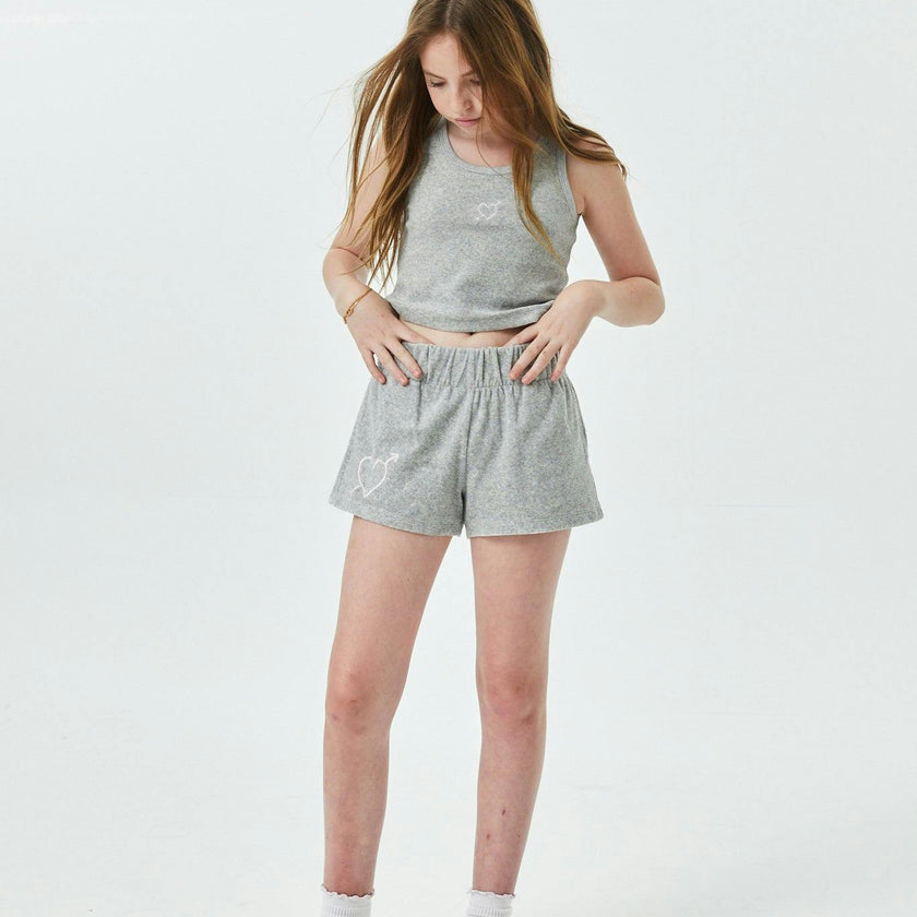 Sammie Grey With Heart & Arrow Terry Shorts