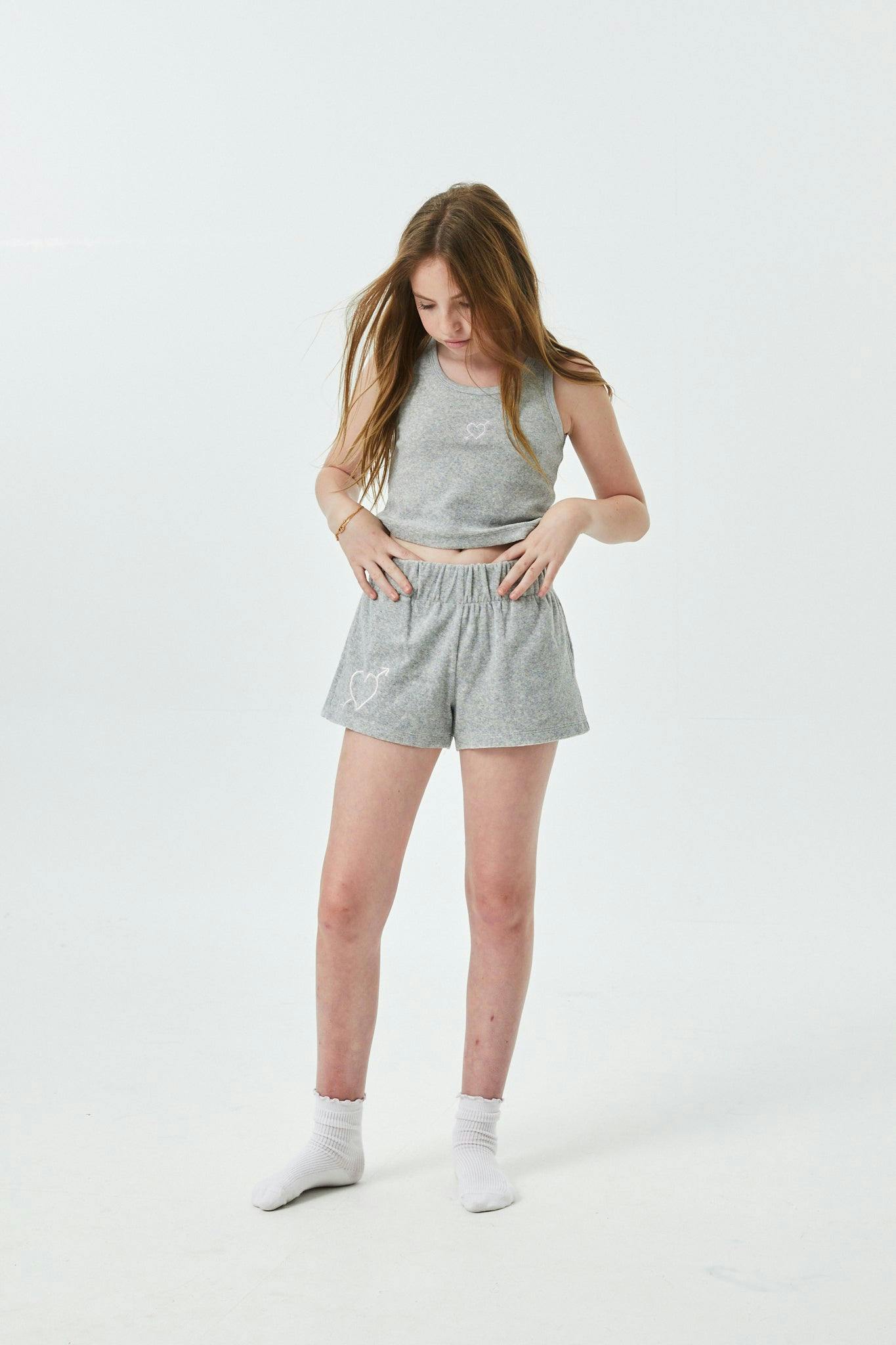 Sammie Grey With Heart & Arrow Terry Shorts