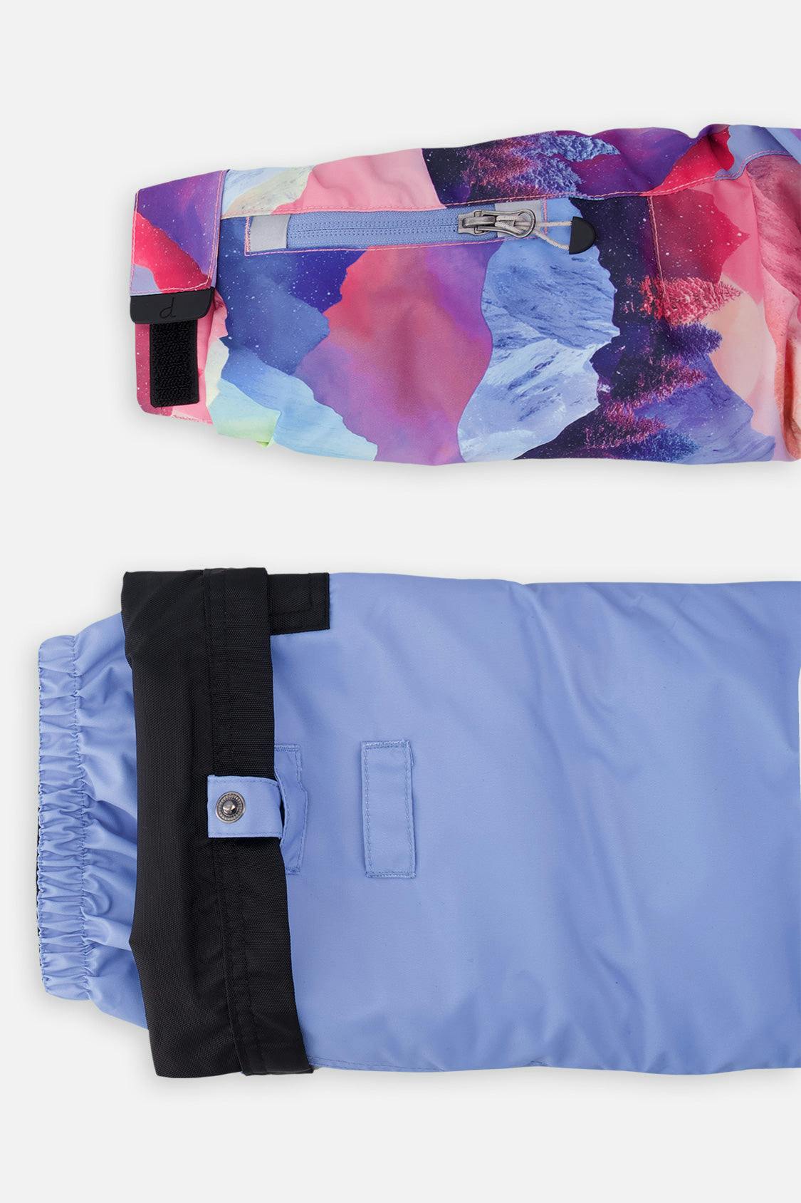 Two Piece Play Snowsuit Pink Mountain Print With Blue Pants