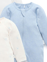 4 Pack Zip Growsuit Pale Blue Bear Pack