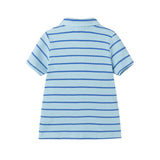 Boys Striped Waffle Polo Set | Blue Shark