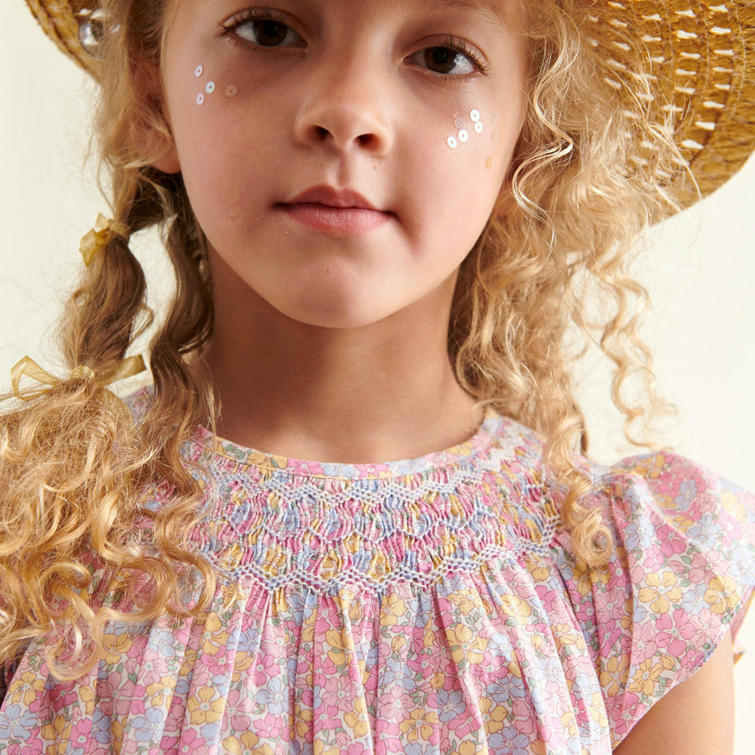 Made With Liberty Fabric Smocked Girls Blouse Isabella