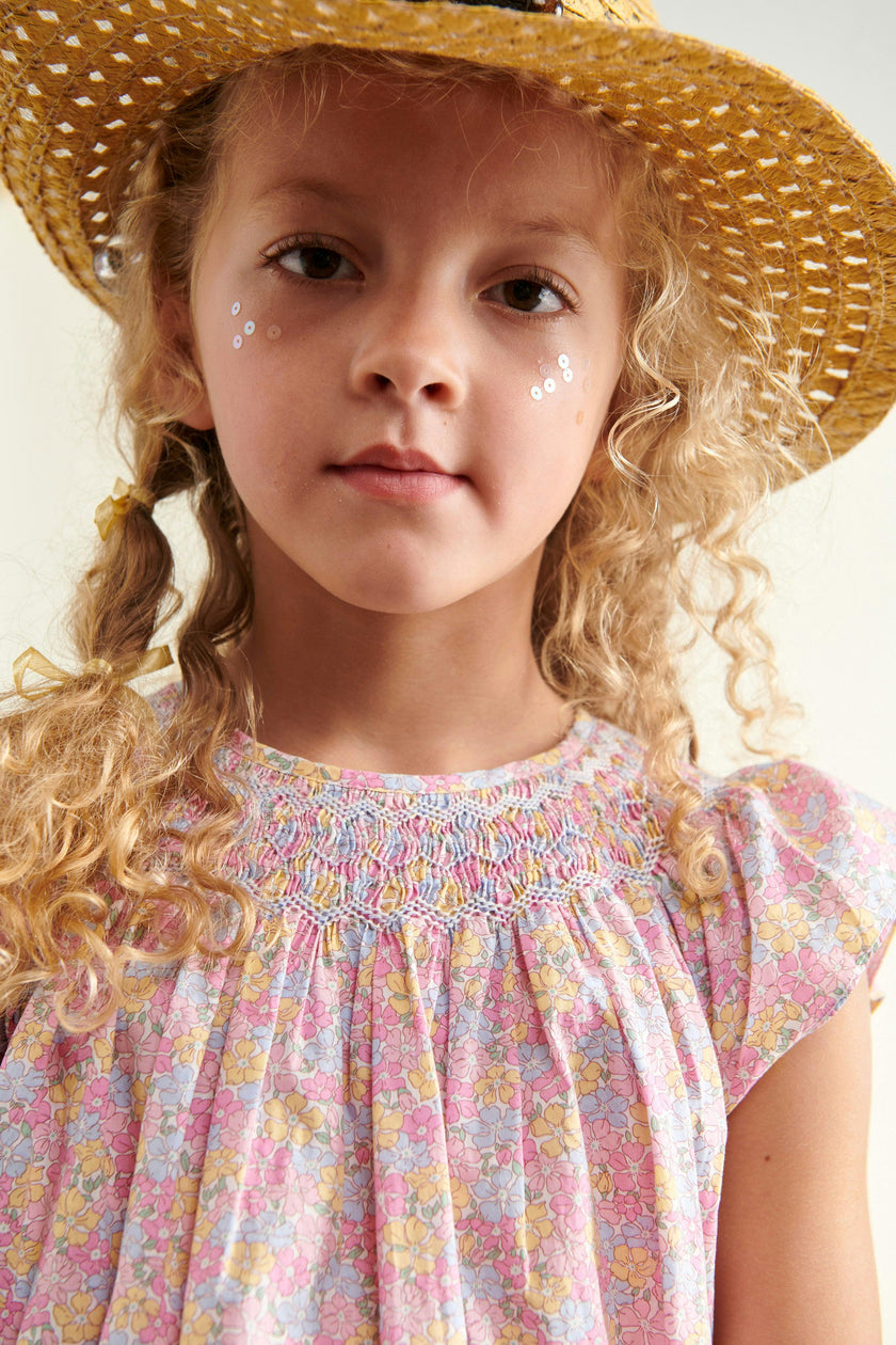 Made With Liberty Fabric Smocked Girls Blouse Isabella