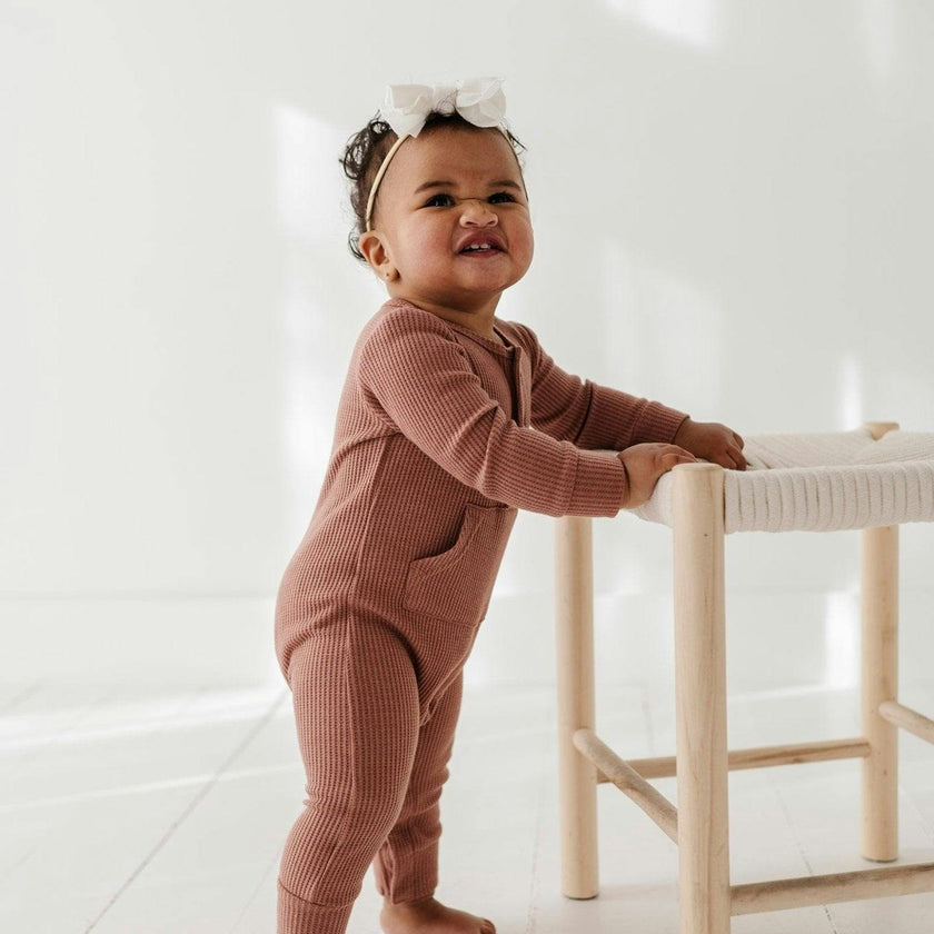 Waffle Romper Burlwood
