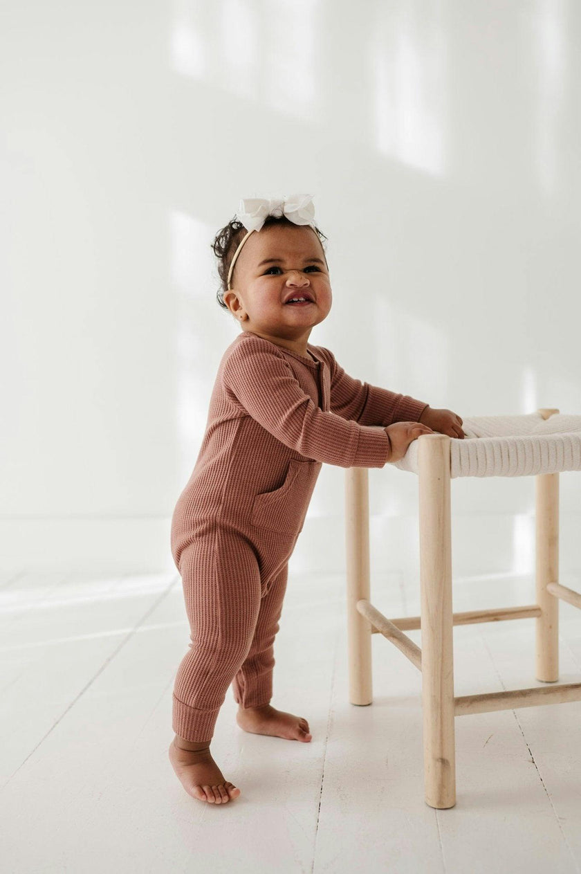 Baby Girl Waffle Romper