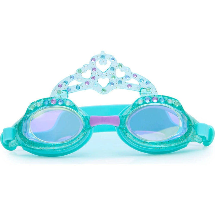 Blue Glitter Princess Crown Youth Swim Goggles