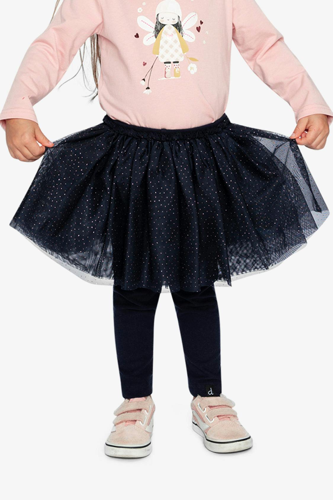 Leggings With Integrated Tulle Skirt Dark Blue