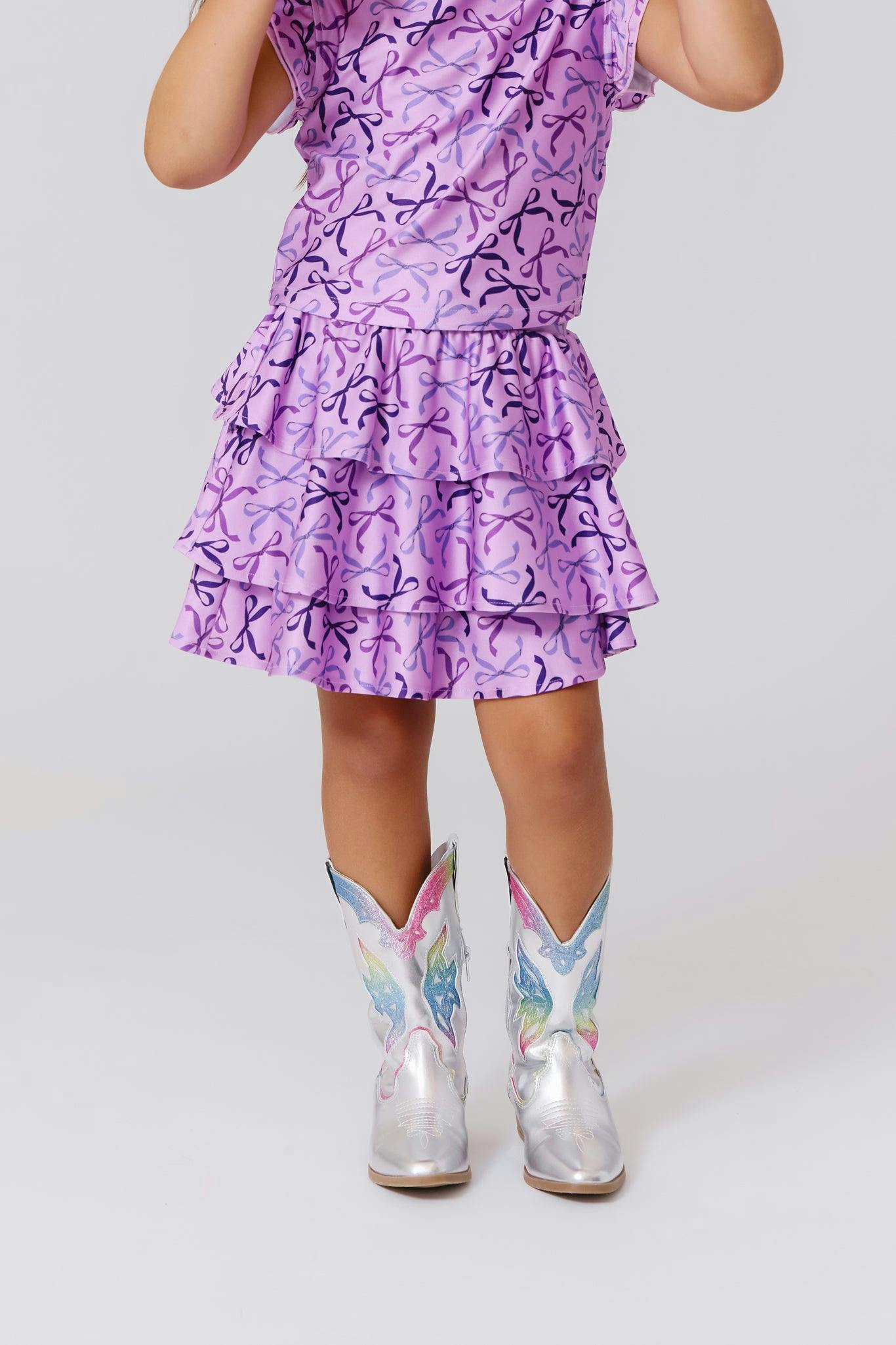 Girls Hi-shine Tiered Skirt