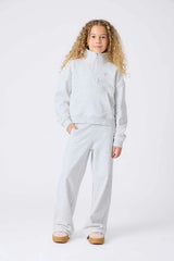 Girls Wide Leg Sweatpant in Light Ash Gray