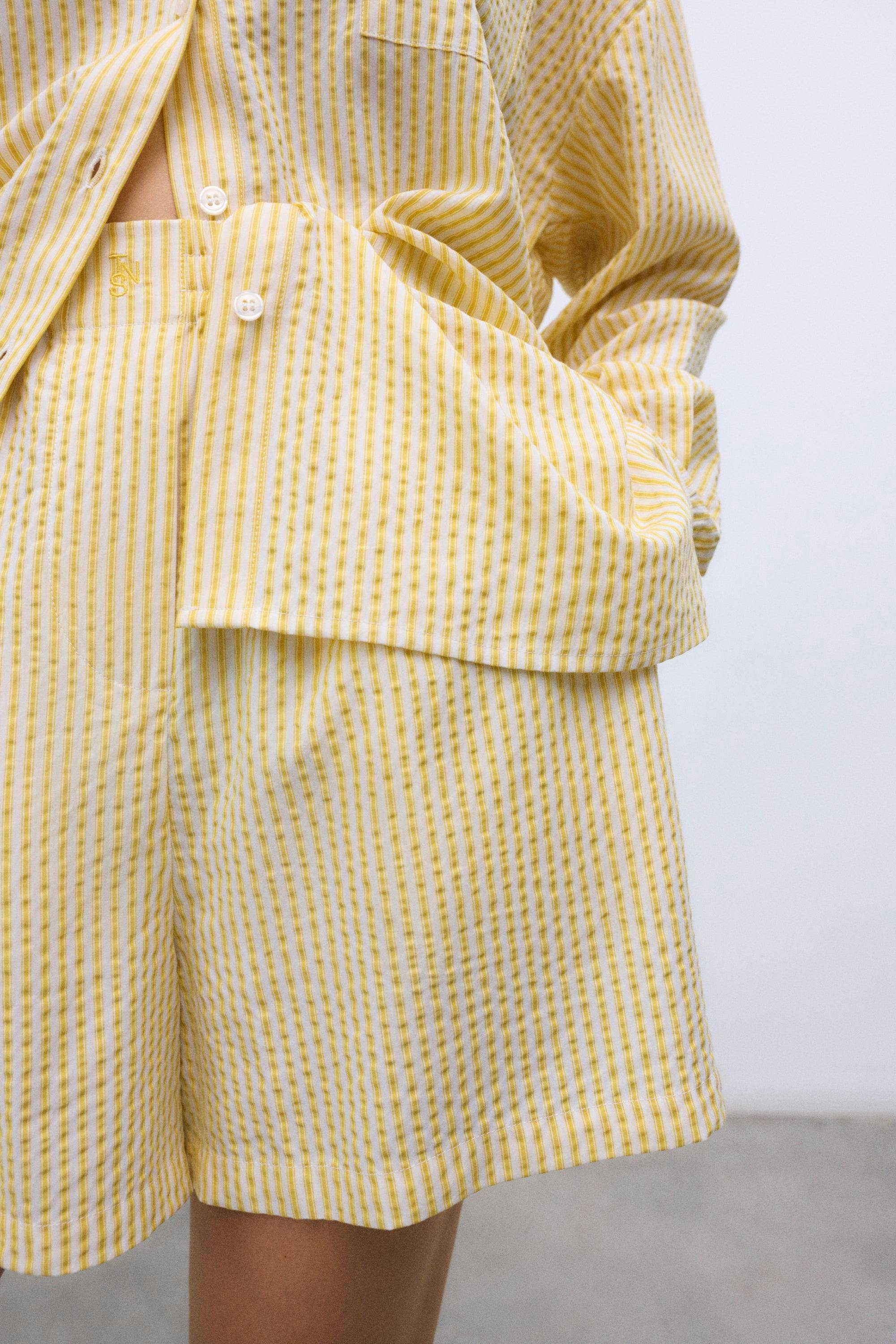 Alheli Woman Short Mimosa Yellow Stripes