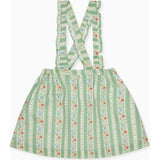 Sage Floral Stripe Reina Girl Pinafore Skirt