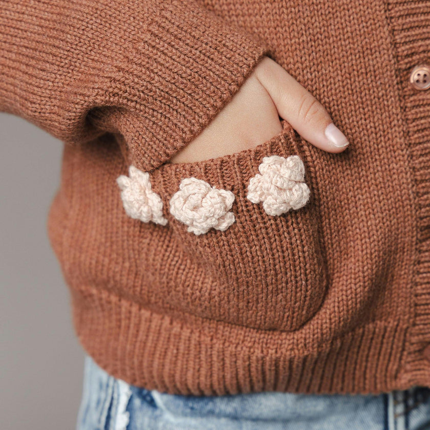Organic Rosette Pocket Cardigan
