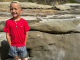 BOARDWALK RED Short Sleeved Henley Tee