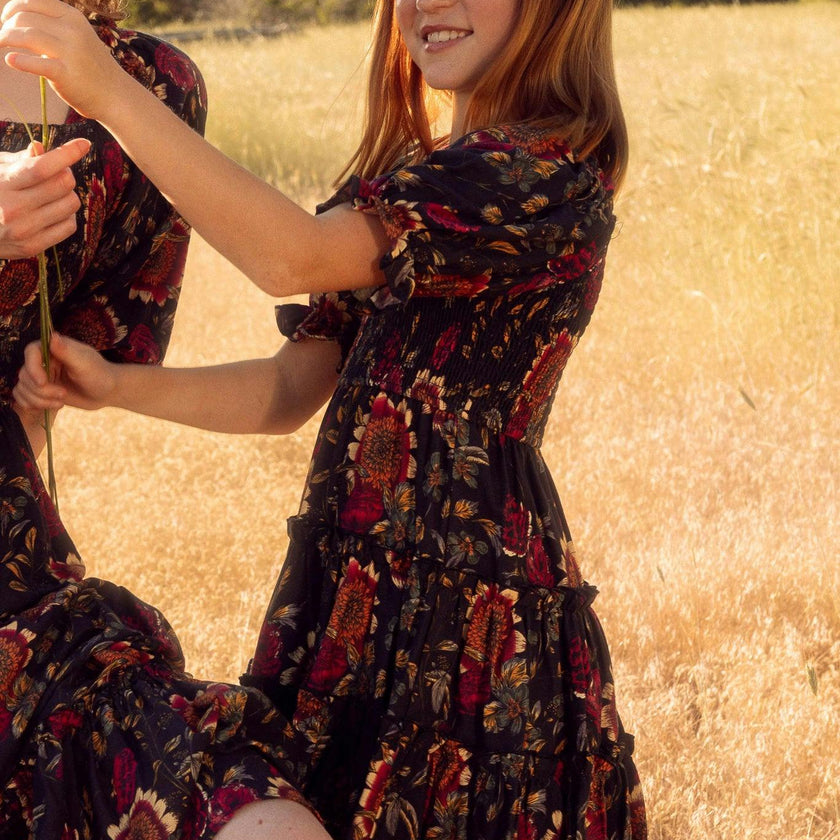 Mini Madeline Dress in Moody Sunflower