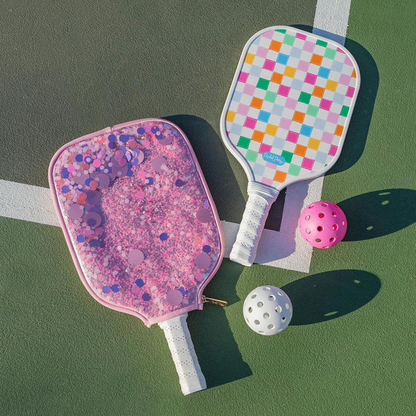 Packed Party Checkered Pickleball Paddle & Confetti-Covered Case Set