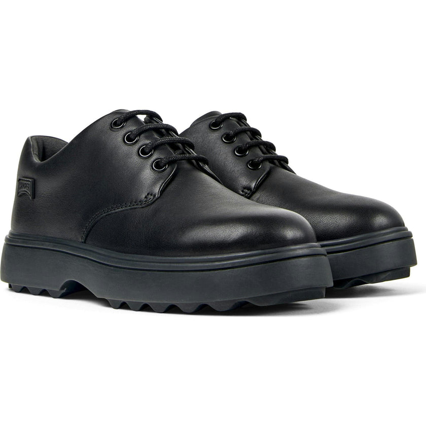 Kids Norte Leather Lace-Up Shoes, Black
