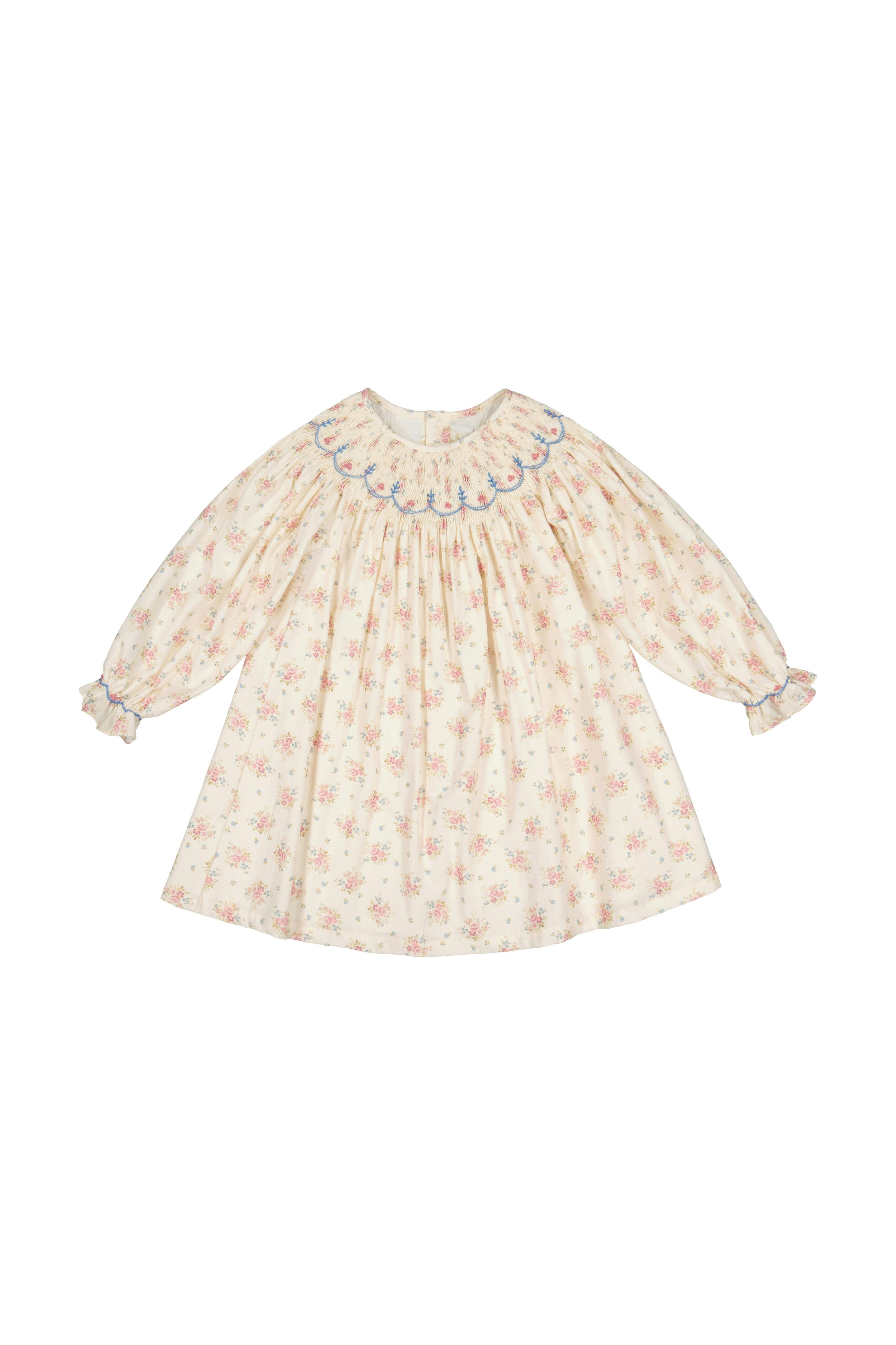 AGATHE FLORAL BISHOP SMOCKED DRESS