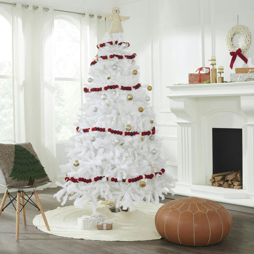Enormous Christmas Garland and Bunting - XL Maroon, Red, and Cream Balls - 6'