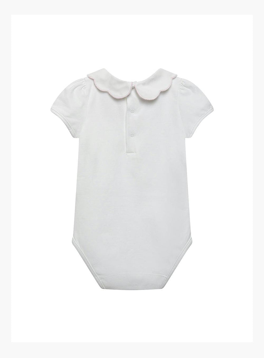 Baby Short-Sleeved Ava Embroidered Petal Bodysuit