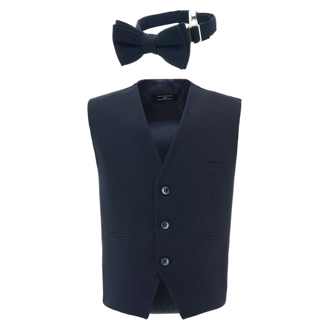 Navy Solid Vest & Bowtie