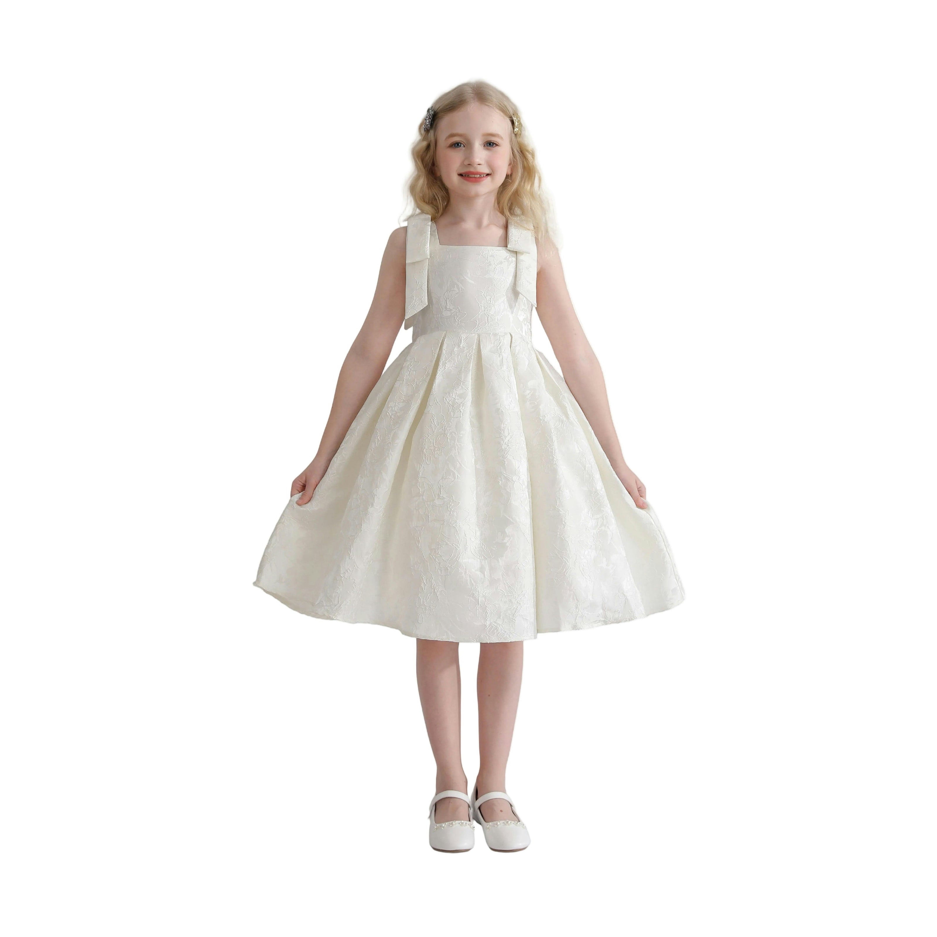 Ivory Marigold Bow Pleated Dress