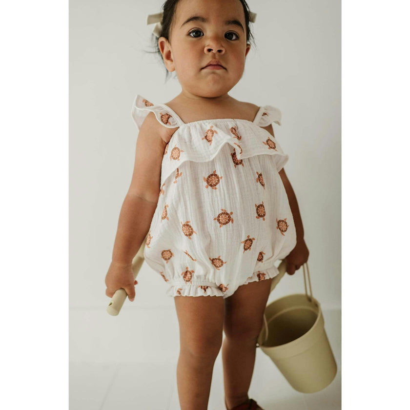 Gauze Bubble Romper Harbor Blue