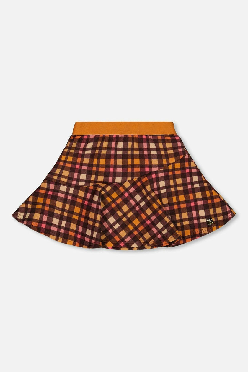 Milano Plaid Asymmetrical Flounce Mini Skirt