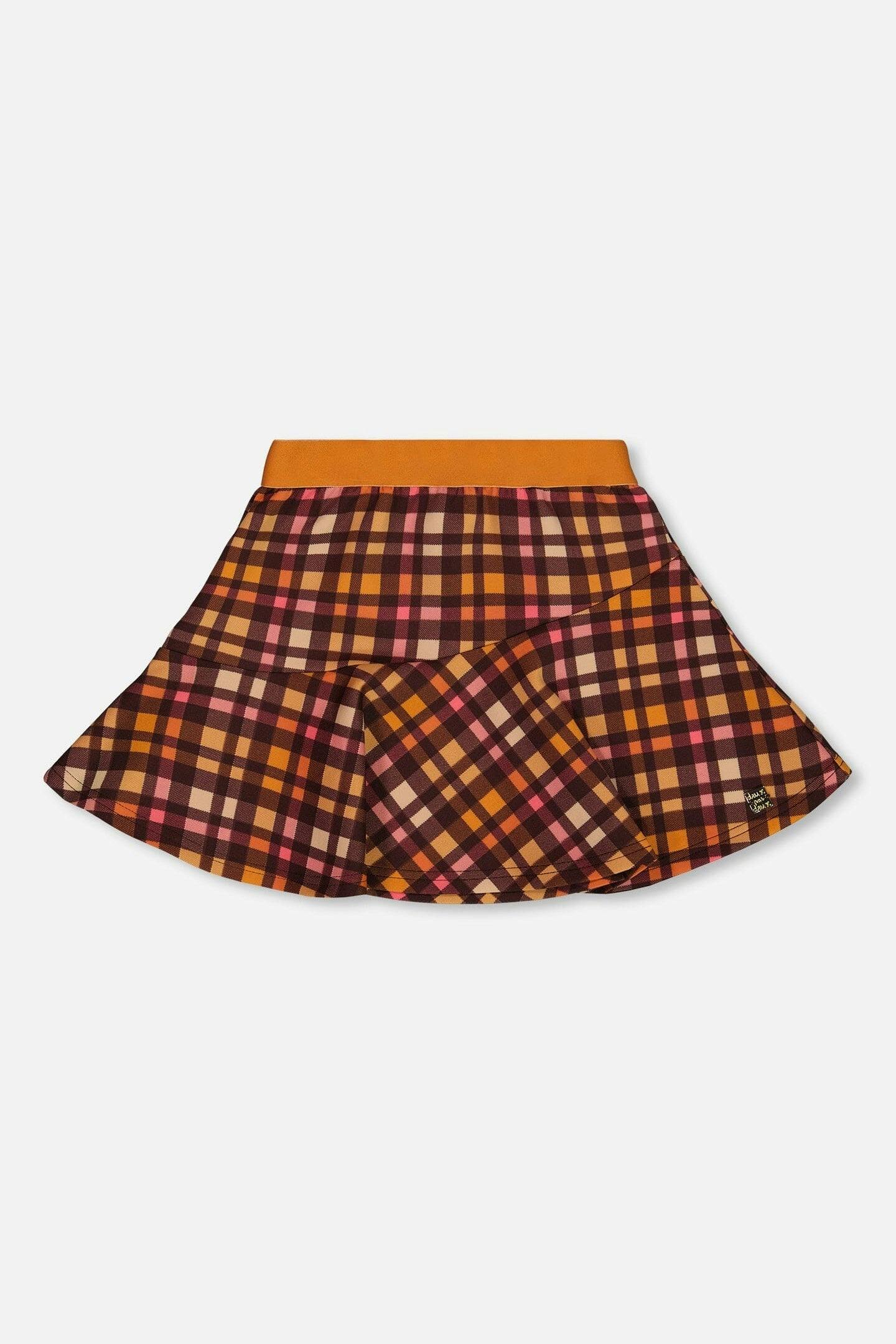 Milano Plaid Asymmetrical Flounce Mini Skirt