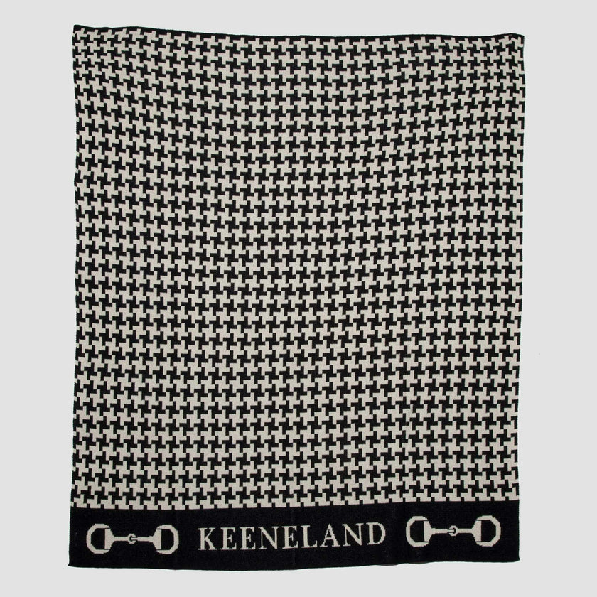 Custom Personalized Equestrian Sustainable Knit Throw Blanket - Houndstooth Horse Bit