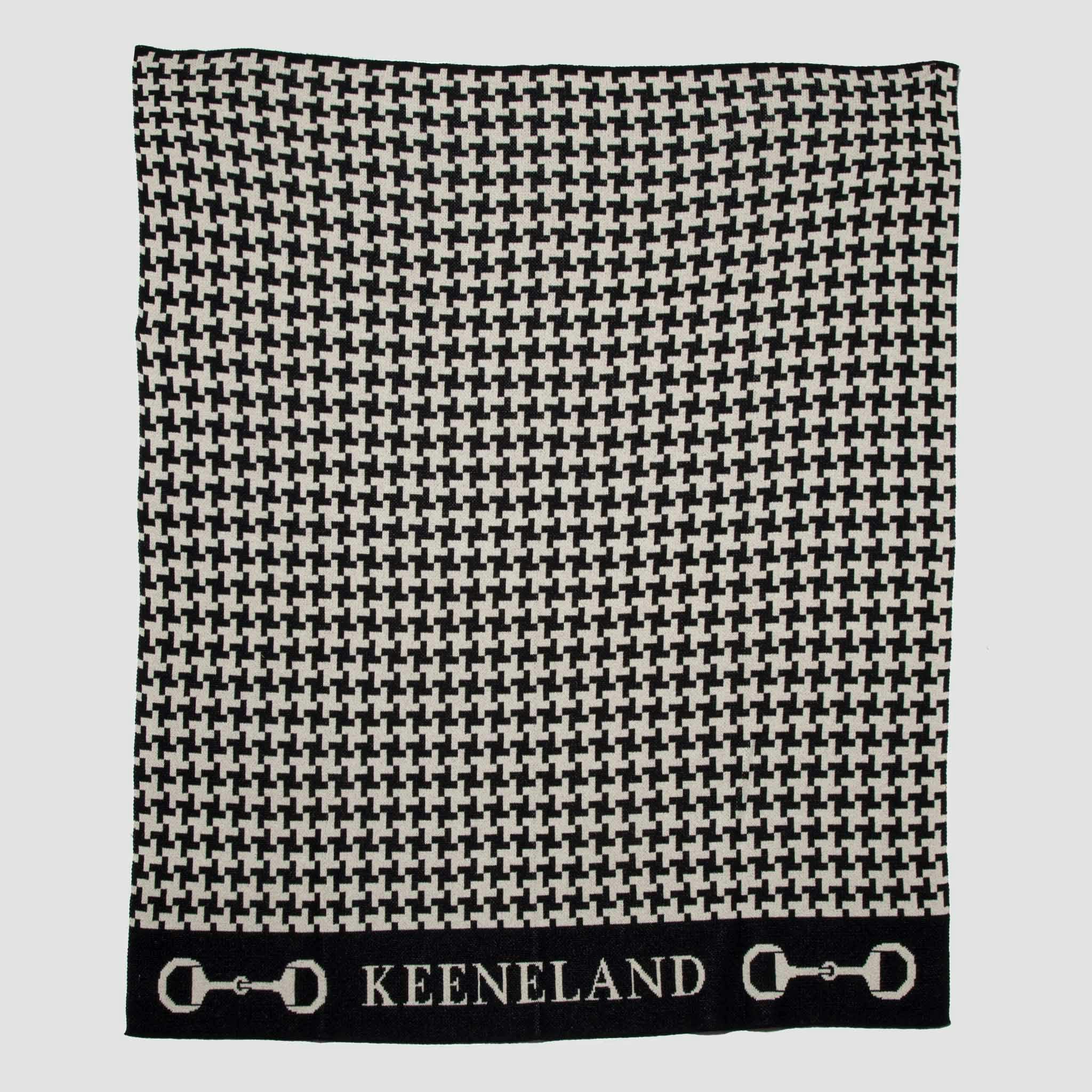 Custom Personalized Equestrian Sustainable Knit Throw Blanket - Houndstooth Horse Bit