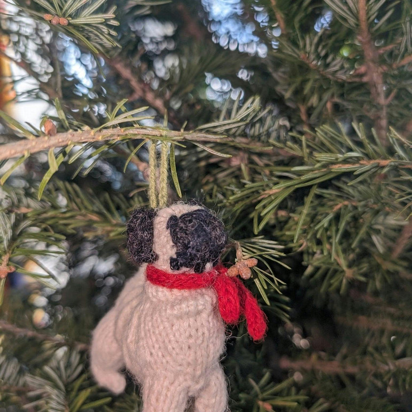 Pug Dog Hand Knit Christmas Ornament Arcadia Home