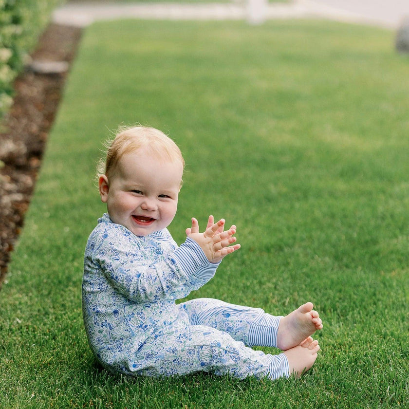 Birth Flowers Zip Baby Onesie