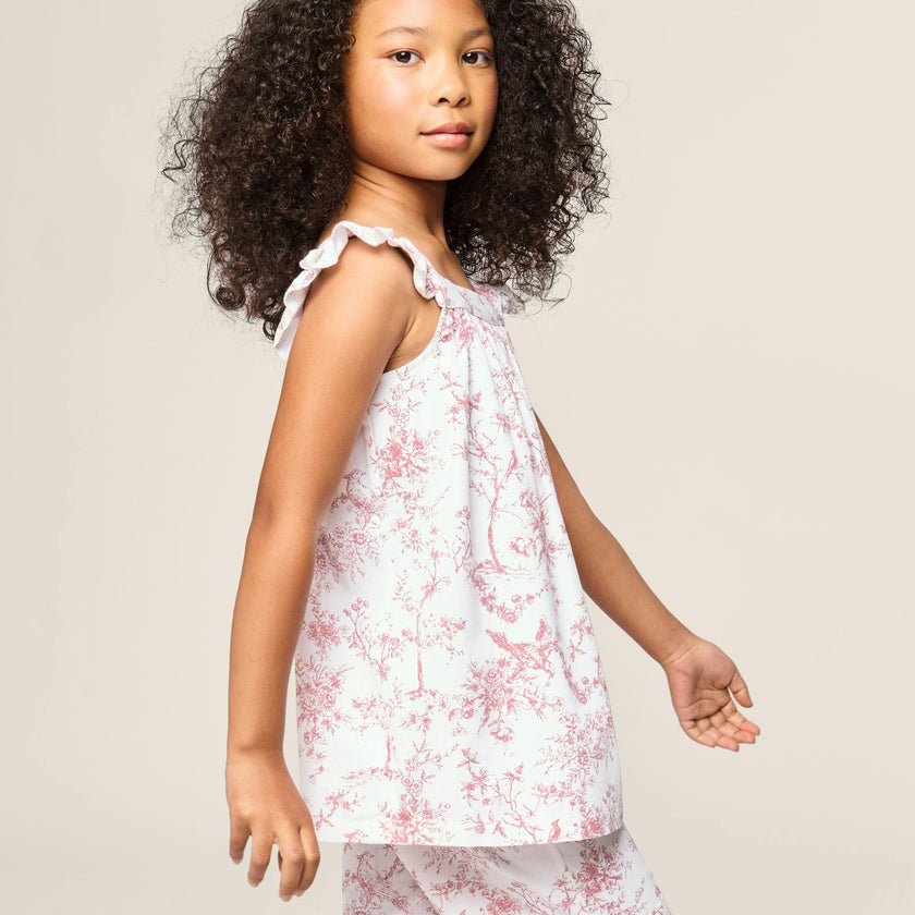 Girl's Twill Clara Short Set in Pink Timeless Toile