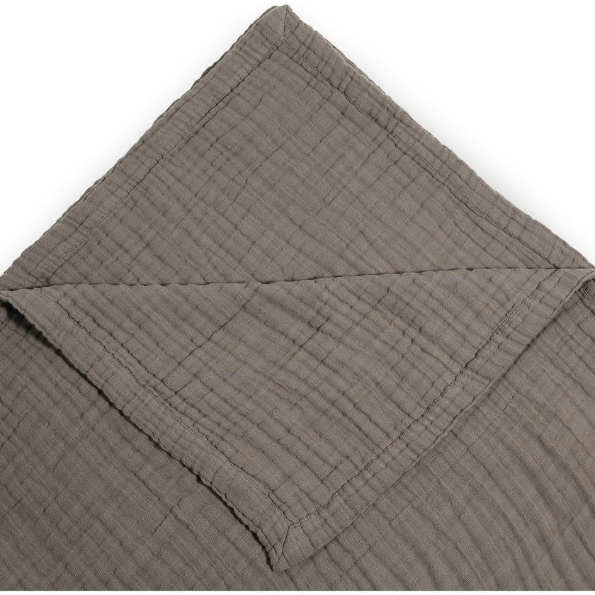 Cotton Muslin Quilted Throw - Mocha