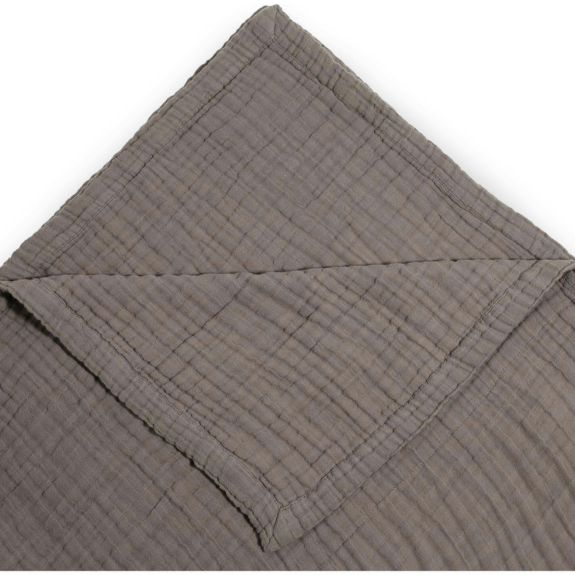 Cotton Muslin Quilted Throw - Mocha
