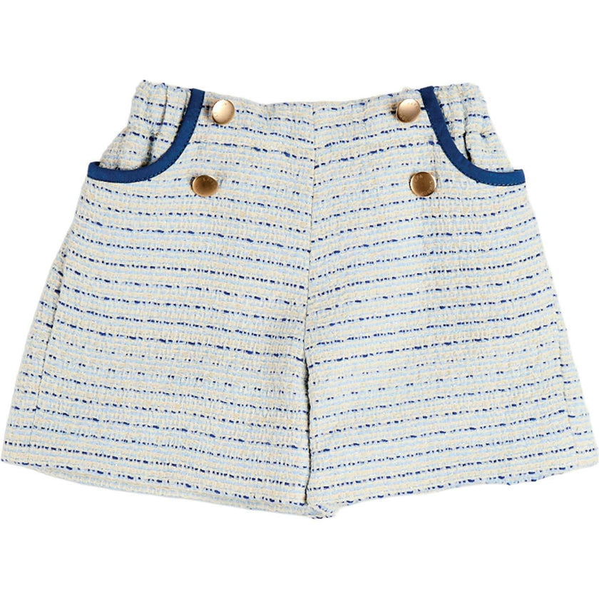 Brighton Boucle Tweed Gold Button Shorts in Blue (4-12yrs)