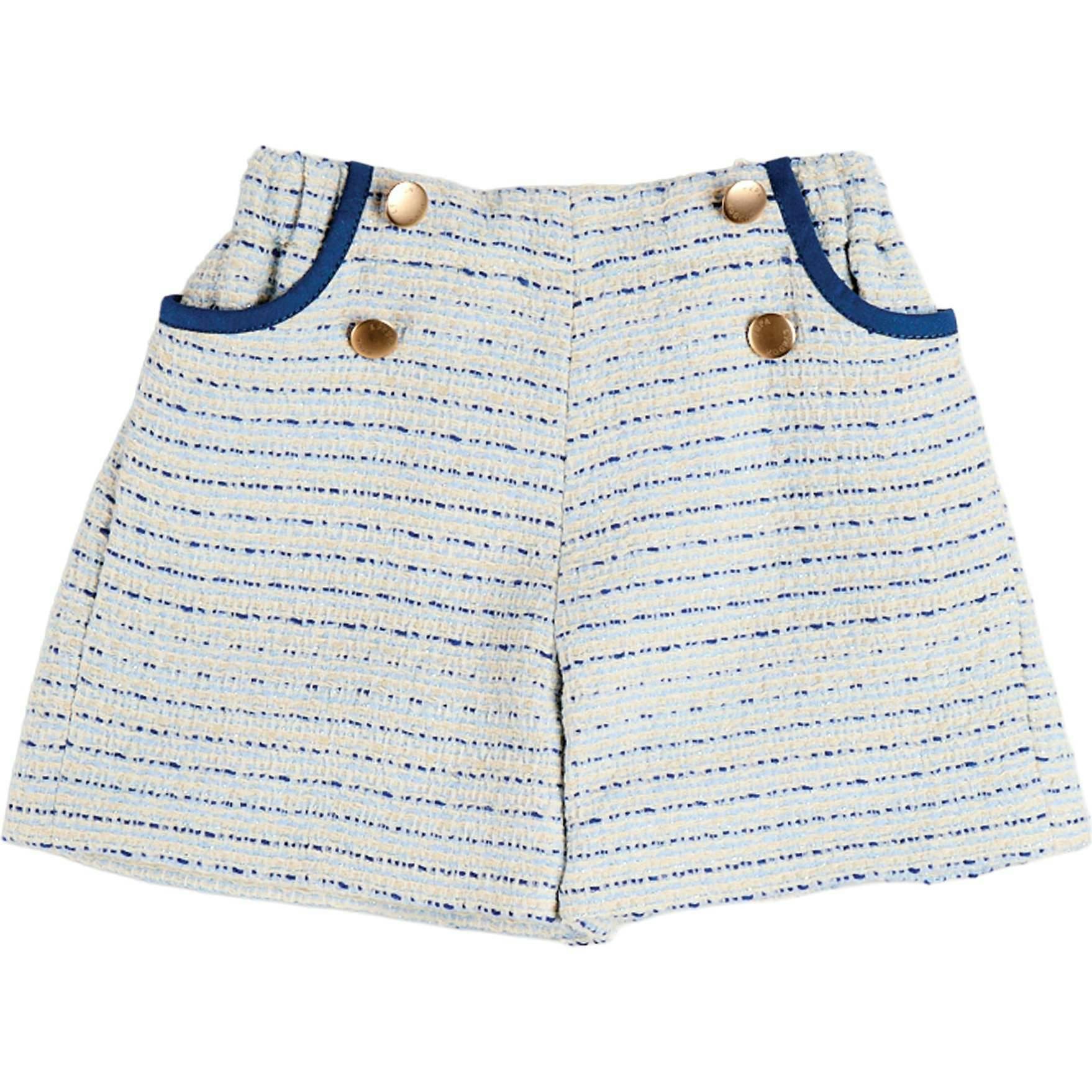 Brighton Boucle Tweed Gold Button Shorts in Blue (4-12yrs)