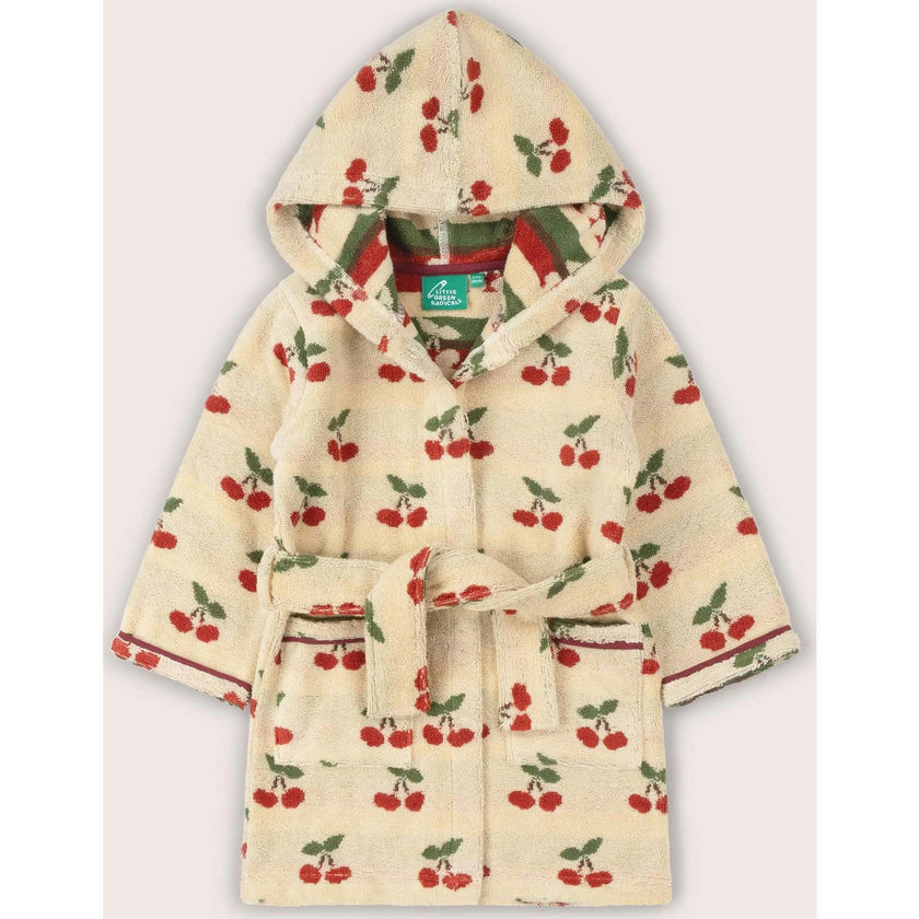 Little Cherries Towelling Robe, Cream