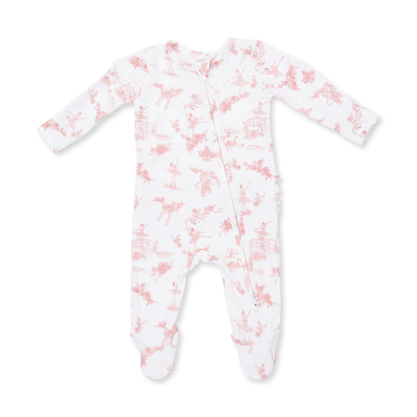 Ballet Toile - 2 Way Ruffle Back Zipper Footie