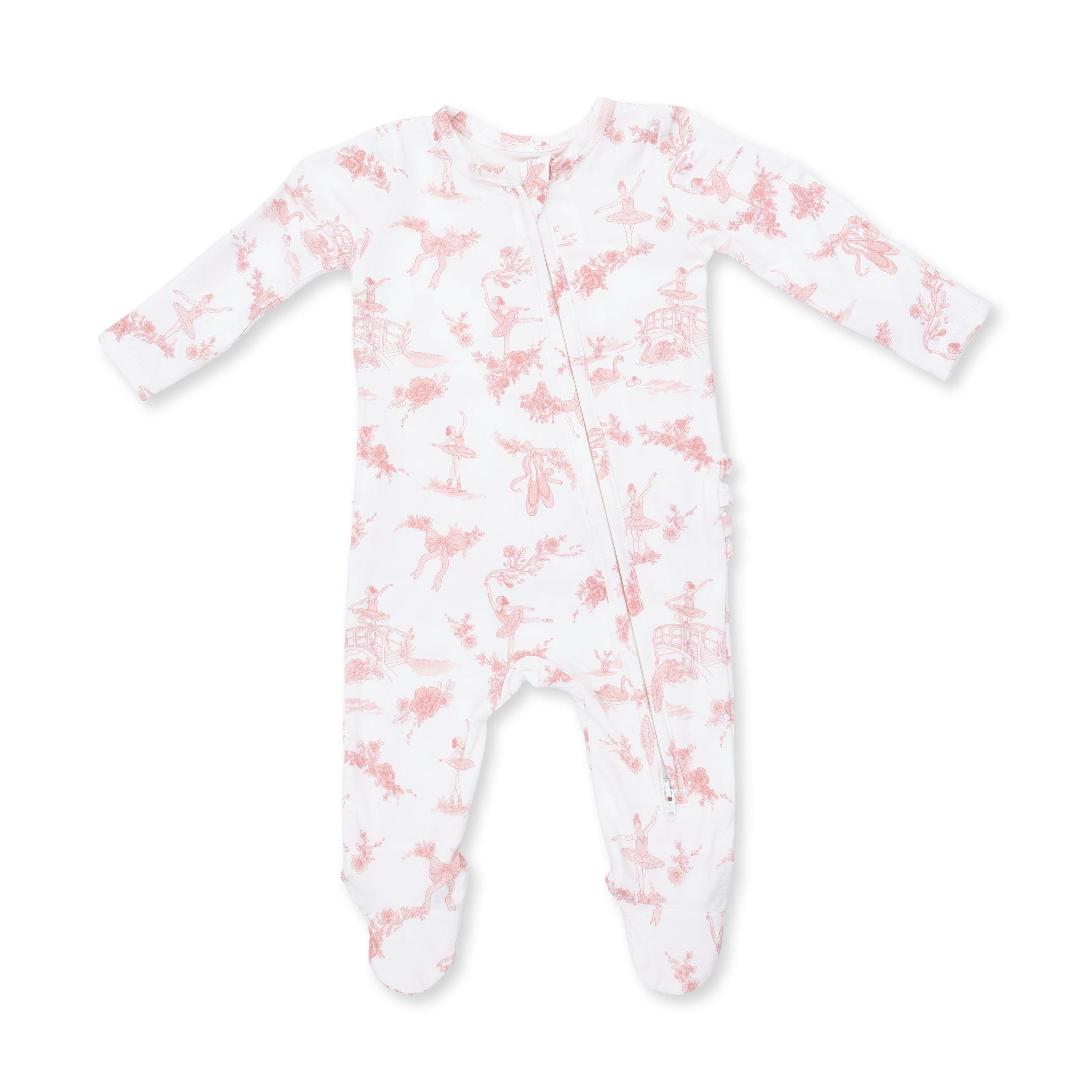 Ballet Toile - 2 Way Ruffle Back Zipper Footie