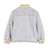 Light Gray Denim Kids’ Jacket with Embroidery