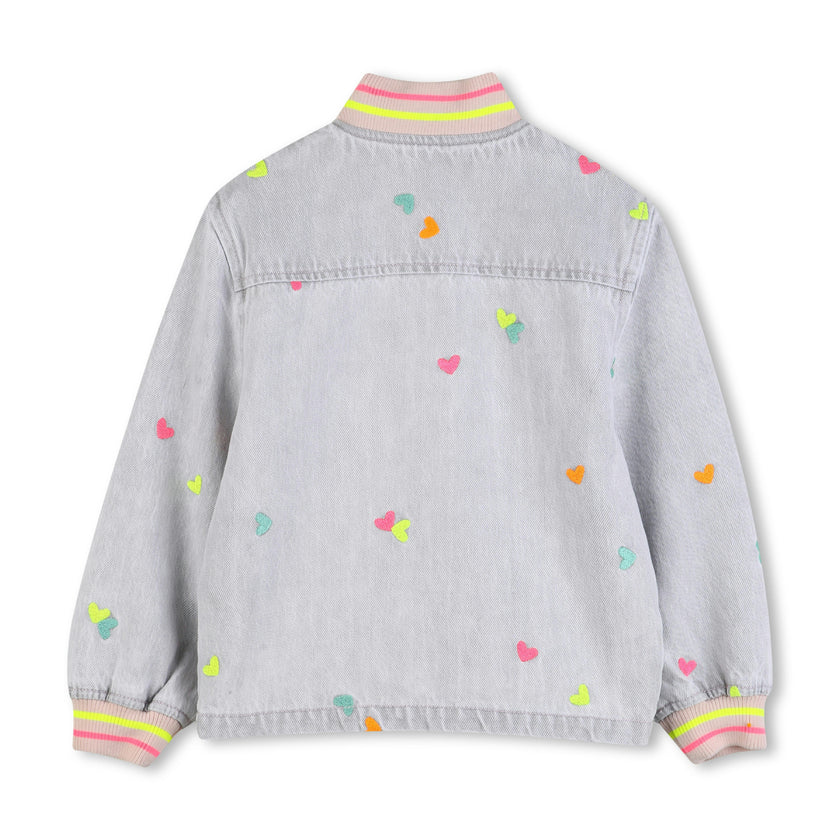 Light Gray Denim Kids’ Jacket with Embroidery