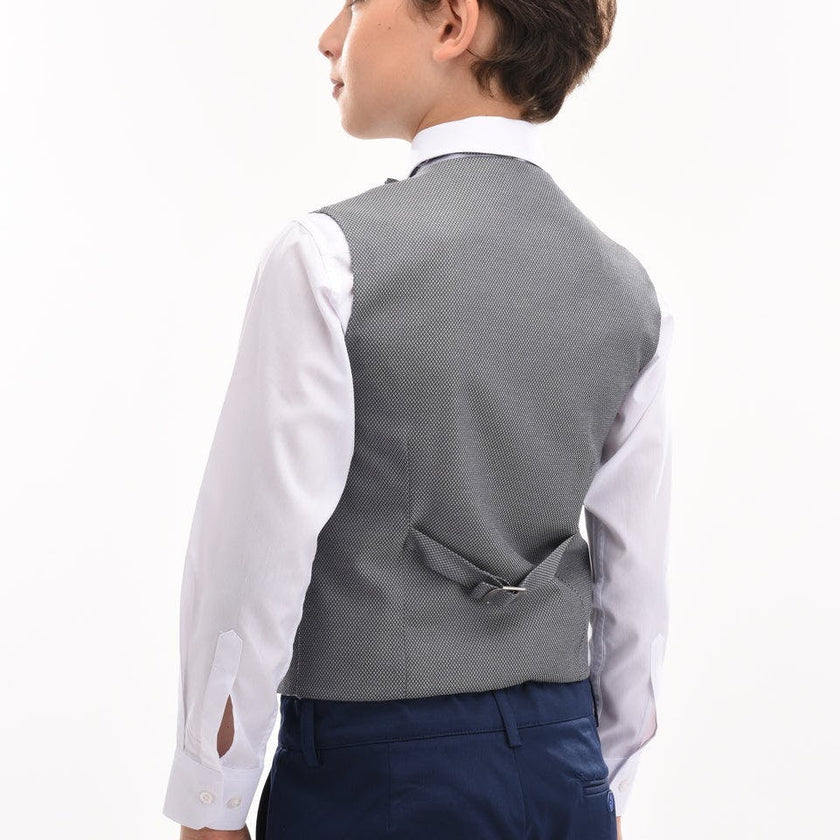 Gray Micro Print Vest & Bowtie