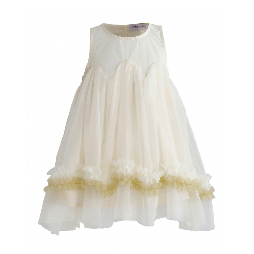 Cream Rosabella Ruffle Tulle Dress