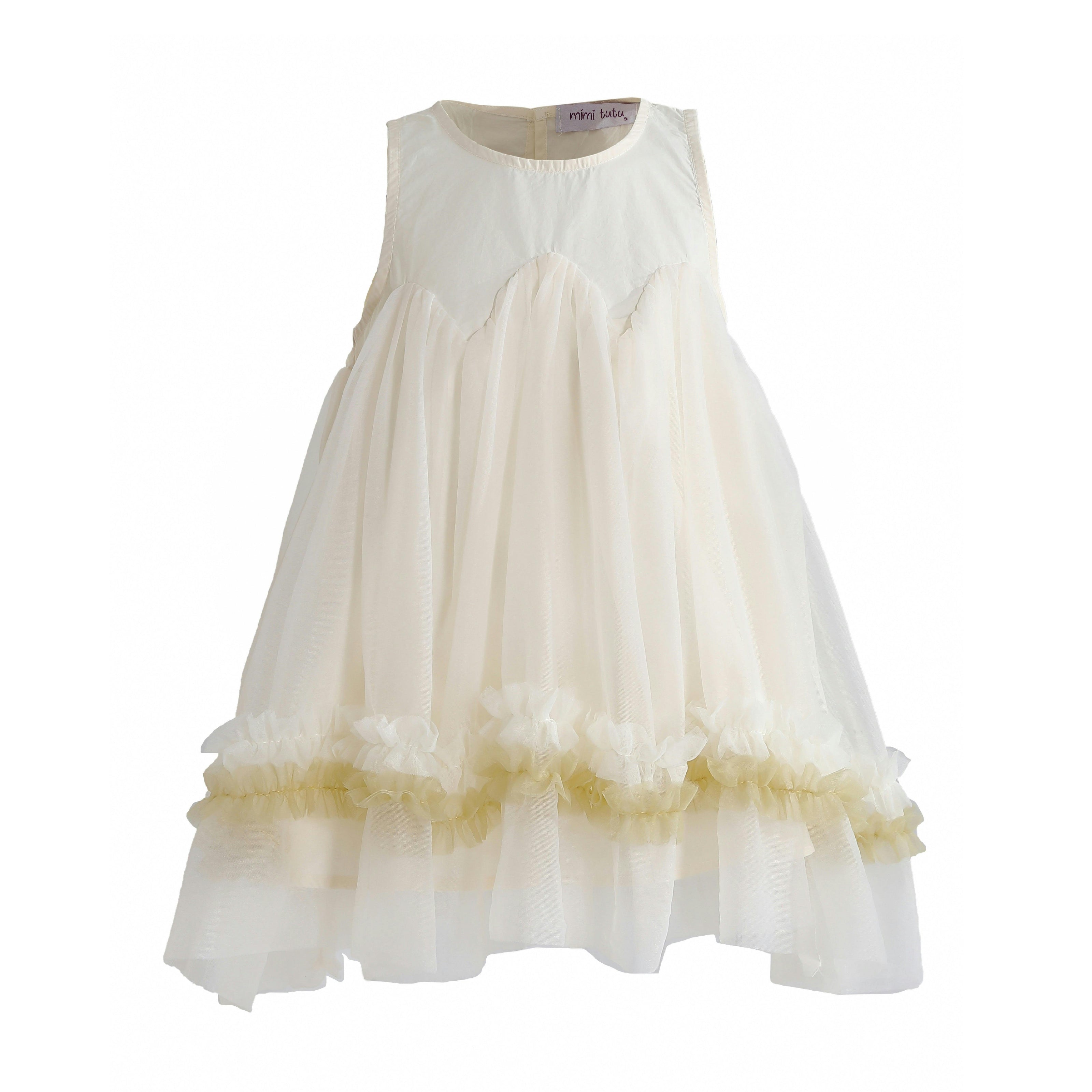 Cream Rosabella Ruffle Tulle Dress