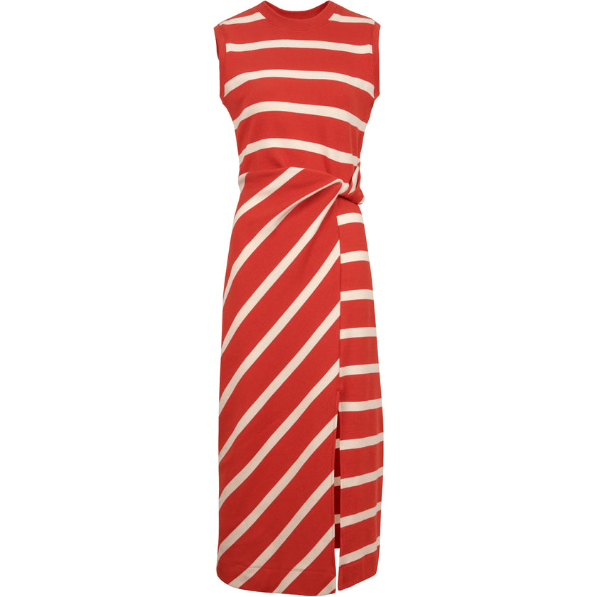 Sleeveless Striped Cody Dress, Red