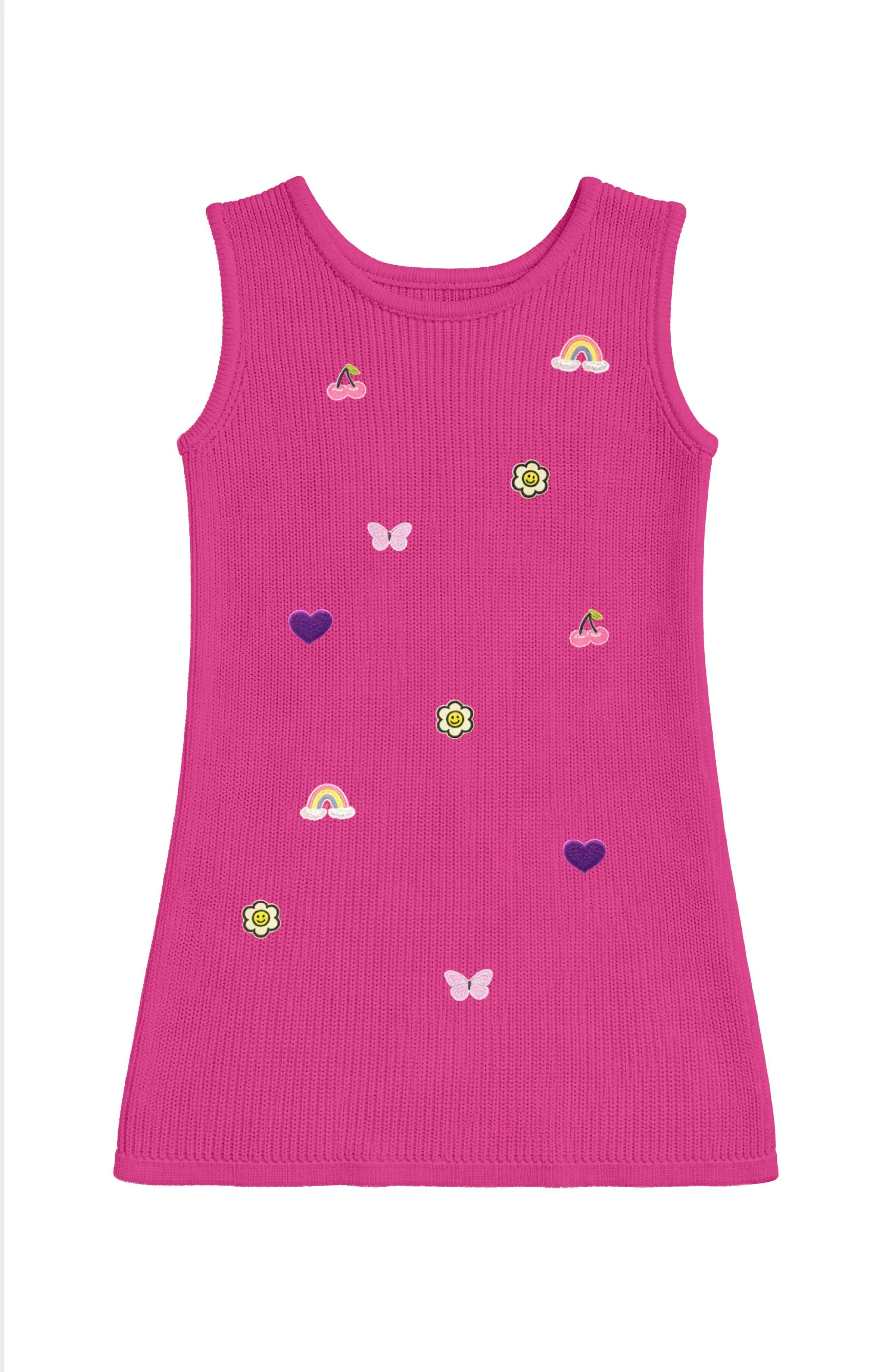 Jada Applique Knit Summer Shift Dress - Fuchsia