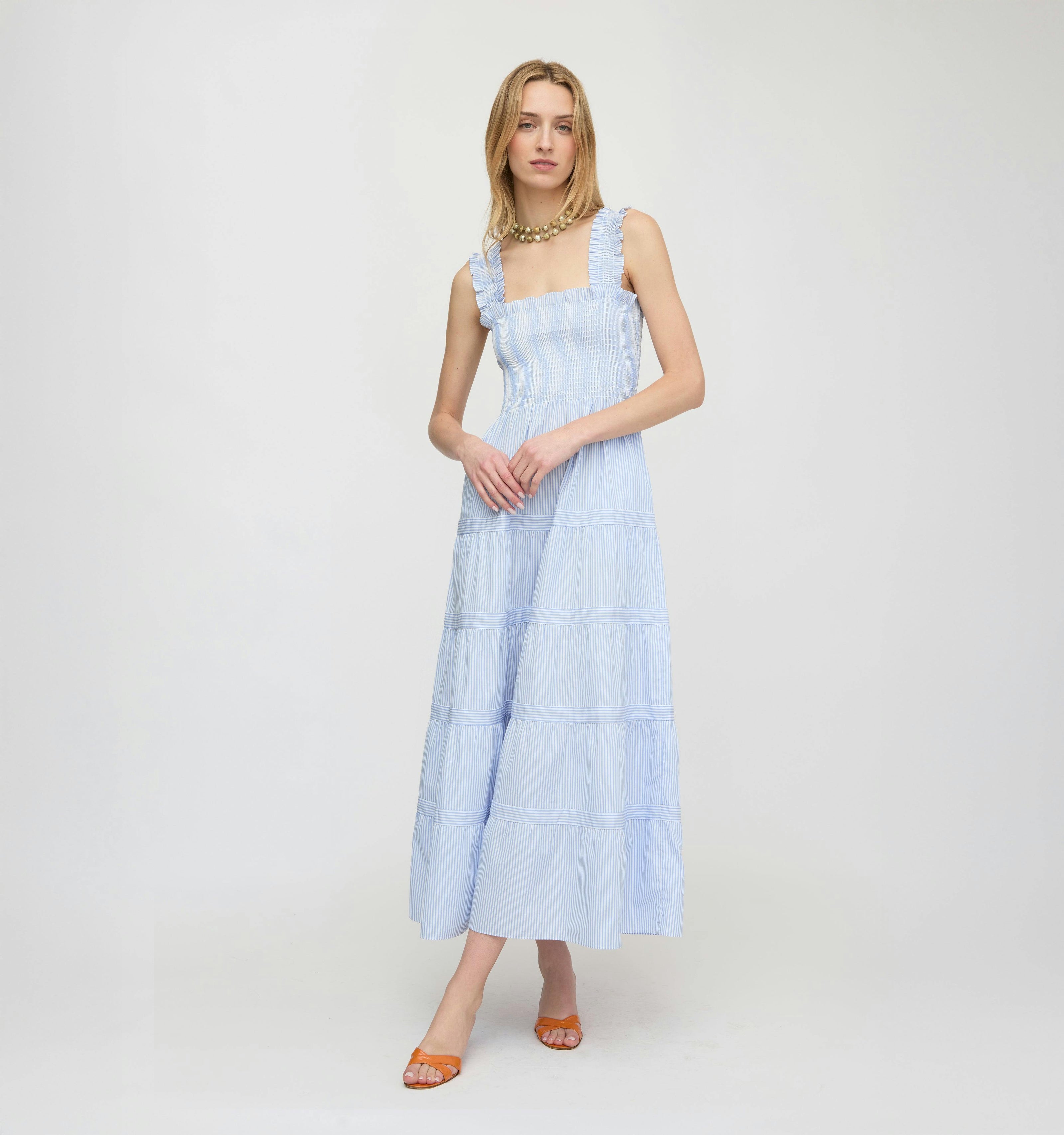 The Goldie Nap Dress - Blue/White Stripe